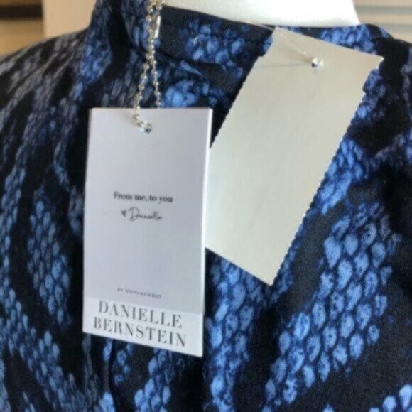 NWT Danielle Bernstein Blue Snakeskin Print Mini Party Dress M - Picture 10 of 10